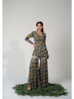 Baise Gaba - Green Lotus Sharara with Top