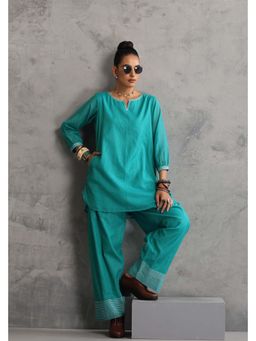 SUI KALA - Niyora Teal Embroidered Kurta with Salwar