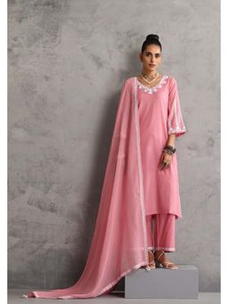 SUI KALA - Pankhuri Rose Pink Embroidered Kurta and Pant with Dupatta