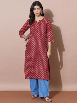Varanga - Everyday Maroon Casual Kurta - Red