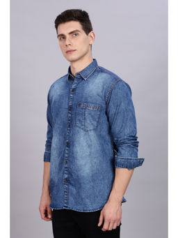 KUONS AVENUE - Mens Blue Denim Casual Shirt