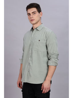 KUONS AVENUE - Mens Green Smart Corduroy Casual Shirt