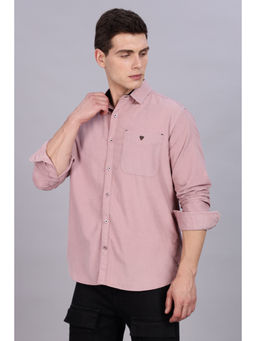 KUONS AVENUE - Mens Mauve Smart Corduroy Casual Shirt