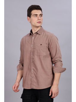 KUONS AVENUE - Mens Brown Smart Corduroy Casual Shirt