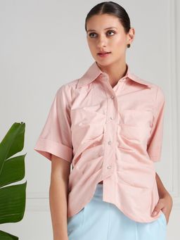 AAREIN - Immutable Pink Pleated Pure Cotton Shirt