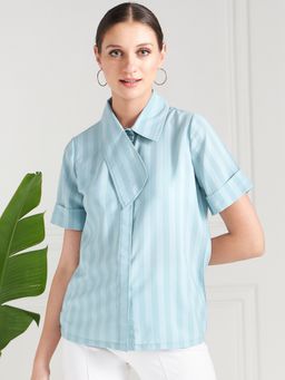AAREIN - Immutable Blue Striped Shirt Collar Shirt