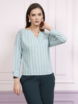 AAREIN - Immutable Blue Striped V-Neck Top