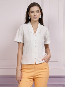 AAREIN - Immutable Textured White Half Sleeve Shirt