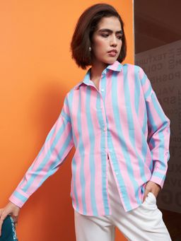 AAREIN - Immutable Pink and Blue Striped Linen Shirt