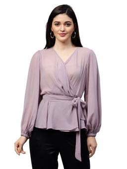 AAREIN - Lavender Sheer Wrap Top