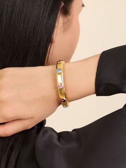 Isharya - Crystal Charms Cuff in 18Kt Gold Plated Bracelet