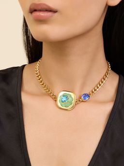Isharya - Into The Blue Statement in 18Kt Gold Plated Chokers
