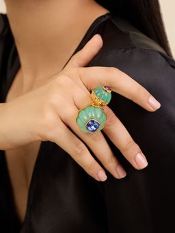 Isharya - Blue Melon Statement in 18Kt Gold Plated Ring
