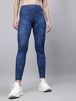 CULT - Absolute Fit Abstract Print Tights-Navy Blue