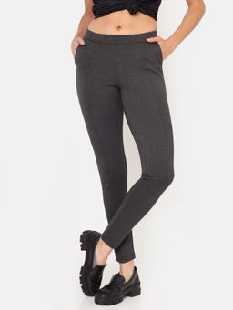 CULT - 4 Way Stretch Mid-Rise Treggings with Pintuck-Grey