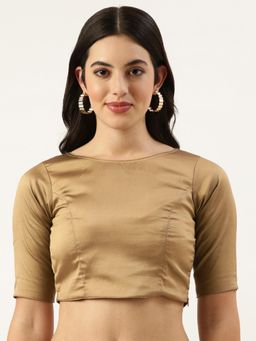 Ethnovog - Ready To Wear Prairie Sand Taffeta Blouse With Keyhole