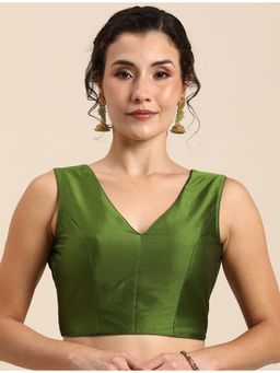 Ethnovog - Ready To Wear Peridot Green Taffeta Blouse