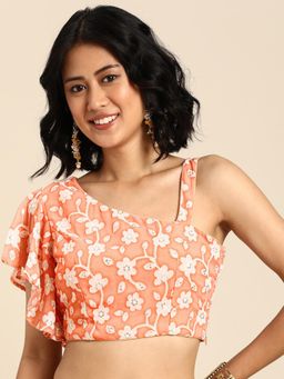 Ethnovog - Ready To Wear Peach Embroidered Georgette Blouse