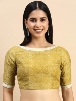 Ethnovog - Ready To Wear Green Cotton Silk Blouse