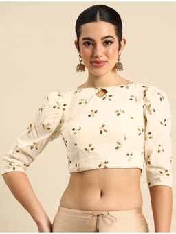 Ethnovog - Ready To Wear Off White Embellished Cotton Blouse