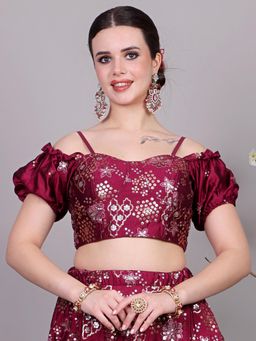 Ethnovog - Ready To Wear Style Diva Wine Embellished Blouse