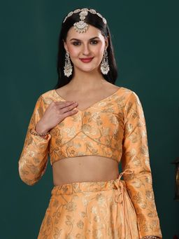 Ethnovog - Ready To Wear Peach Jacquard Taffeta Blouse