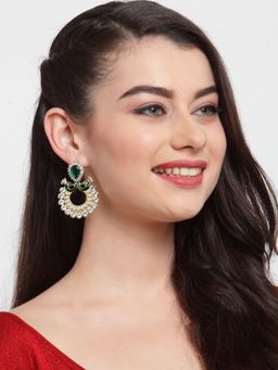 Anika's Creations - Anika's Creation Classic Meenakari Pink Peacock Kundan And Pearl Earrings