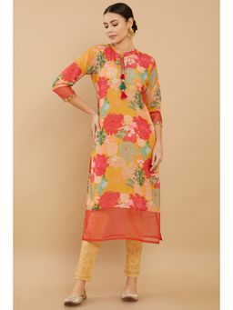 Soch - Women Yellow Crepe Printed Kurta