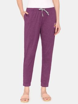 Zivame - Rosaline Bloom Fest Knit Cotton Pyjama Plum Caspia