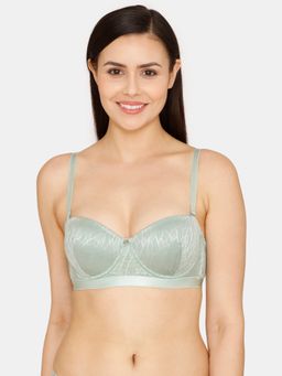 Zivame - Glaze Padded Wired 3-4th Coverage Strapless Bra Granite Green