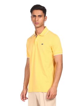 Arrow - Sports Men Yellow Tipped Cotton Pique Polo T-shirt