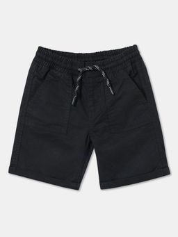 R&B - Black Solid Relaxed Boys Shorts