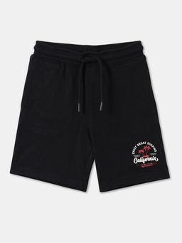 R&B - Black Printed Relaxed Boys Shorts