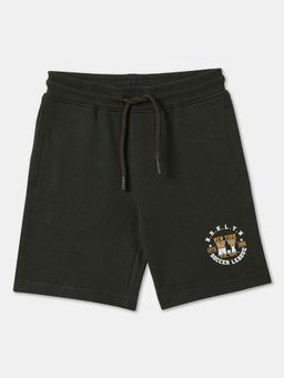 R&B - Olive Green Printed Relaxed Boys Shorts