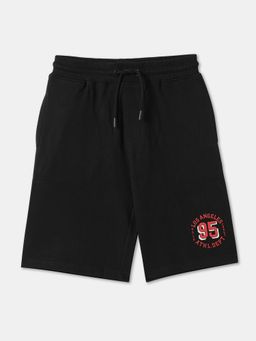 R&B - Black Printed Relaxed Boys Shorts