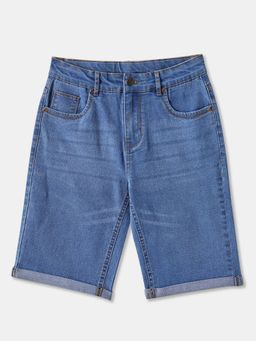 R&B - Blue Solid Relaxed Boys Shorts