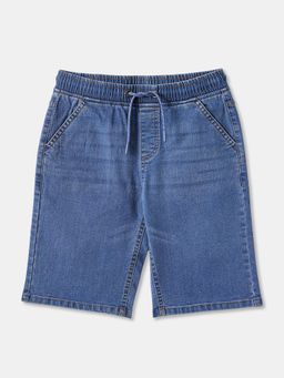 R&B - Mid Blue Solid Relaxed Boys Shorts
