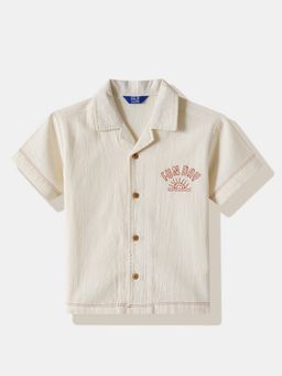 R&B - Ivory Embroidered Regular Boys Shirt