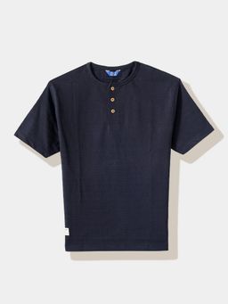 R&B - Navy Blue Solid Regular Boys T-Shirt