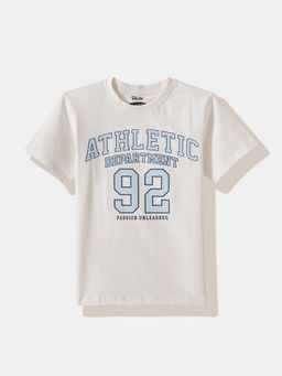 R&B - White Typographic Print Regular Boys T-Shirt