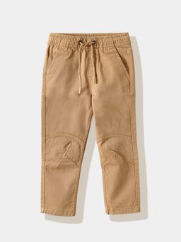 R&B - Beige Plain Regular Boys Casual Trouser