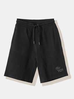 R&B - Black Plain Regular Boys Shorts