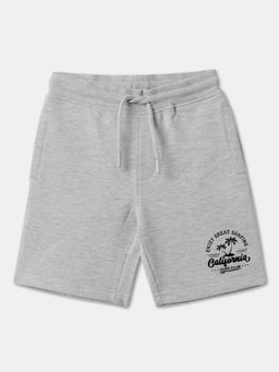 R&B - Grey Melange Printed Regular Boys Shorts