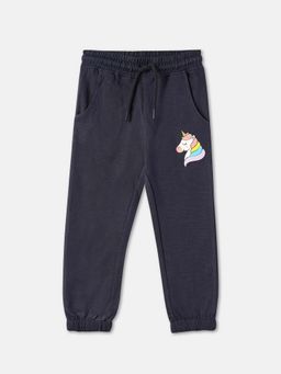 R&B - Navy Blue Graphic Regular Girls Joggers