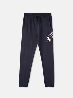 R&B - Navy Blue Graphic Regular Girls Joggers