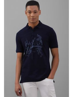 Allen Solly - Men Navy Print Printed Polo T-Shirt