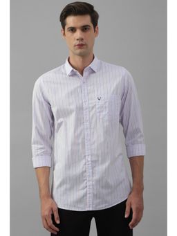 Allen Solly - Men White Slim Fit Stripe Full Sleeves Formal Shirt