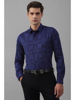 Allen Solly - Men Navy Slim Fit Printed Full Sleeves Formal Shirt