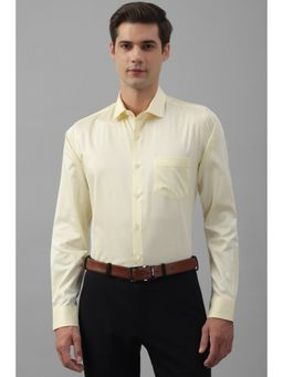 Allen Solly - Men Yellow Slim Fit Solid Full Sleeves Formal Shirt