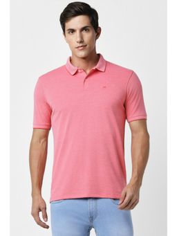 Peter England - Men Pink Solid Polo T-Shirt